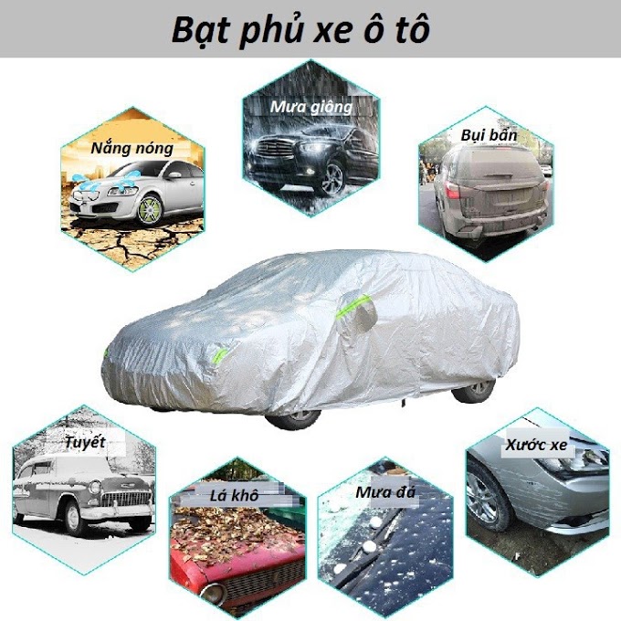 Bạt phủ xe ô tô 3 lớp tráng nhôm chống thấm cách nhiệt - khohangrenhat