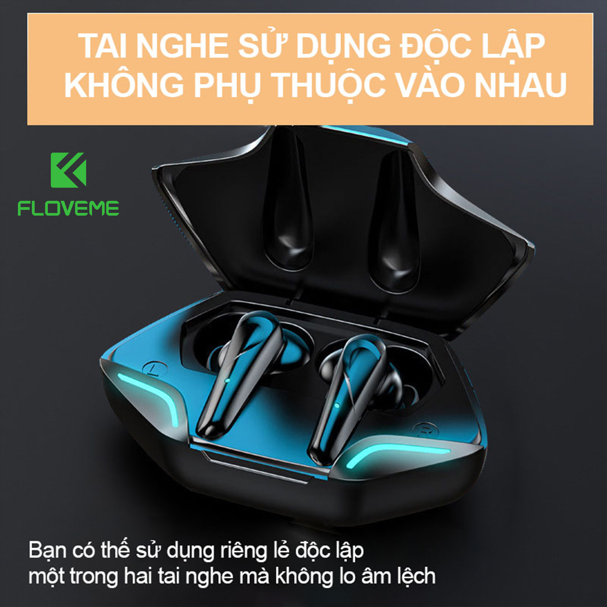 Tai Nghe Gaming Không Dây G11 FLOVEME - Phong cách game thủ - Bluetooth v5.0 - Chống nước tiêu chuẩn IPX5 - Micro đàm thoại - Hàng chính hãng