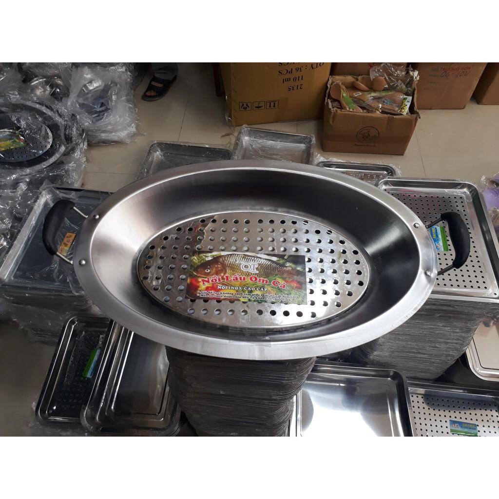 Khay inox bầu dục ăn lẩu, cá chép om dưa