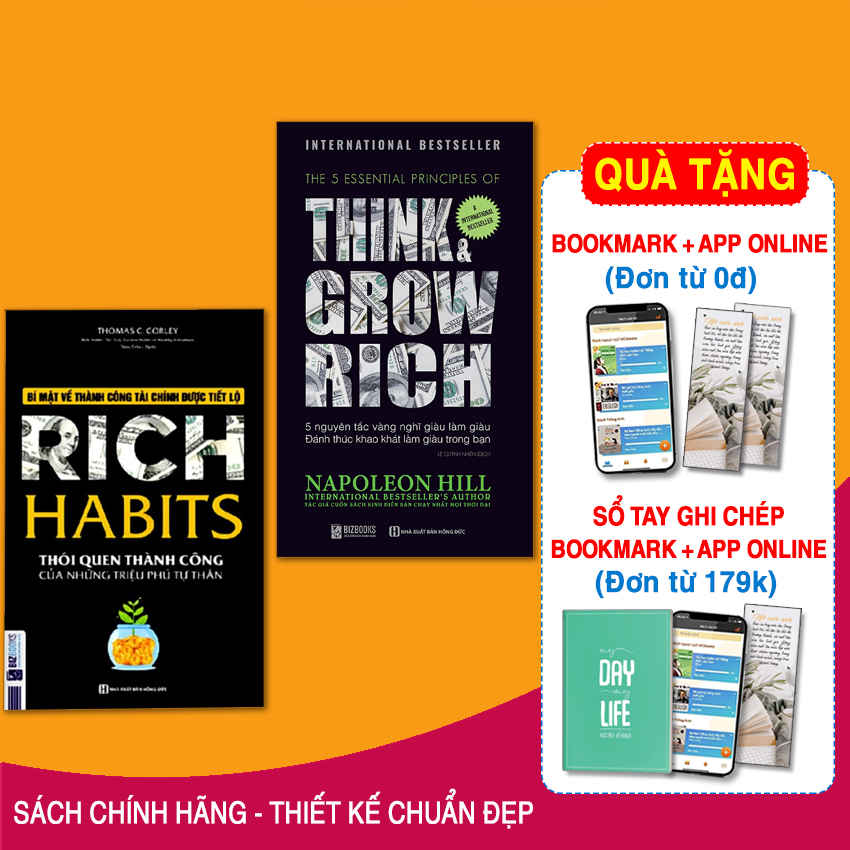 Combo 5 nguyên tắc vàng nghĩ giàu làm giàu + Rich Habits - Thói Quen Thành Công Của Những Triệu Phú Tự Thân