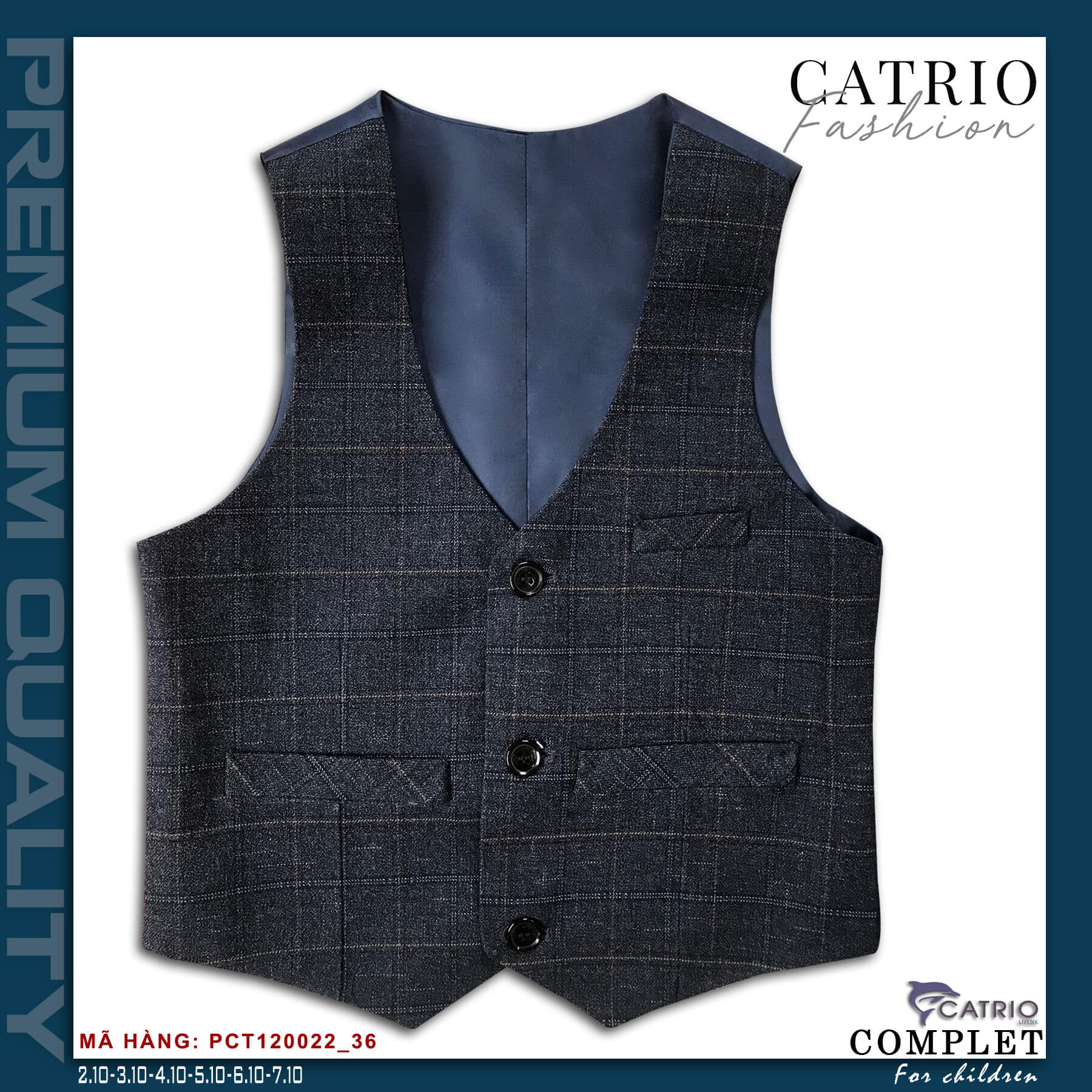 BỘ VEST BÉ TRAI CATRIO PCT120022/36 LÀ BỘ COMPLET TRẺ EM từ 8 tuổi đến 12 tuổi phù hợp ngày lễ tết, tiệc cưới thuộc BST quần áo complet veston trẻ em CATRIO mùa thu đông 2021