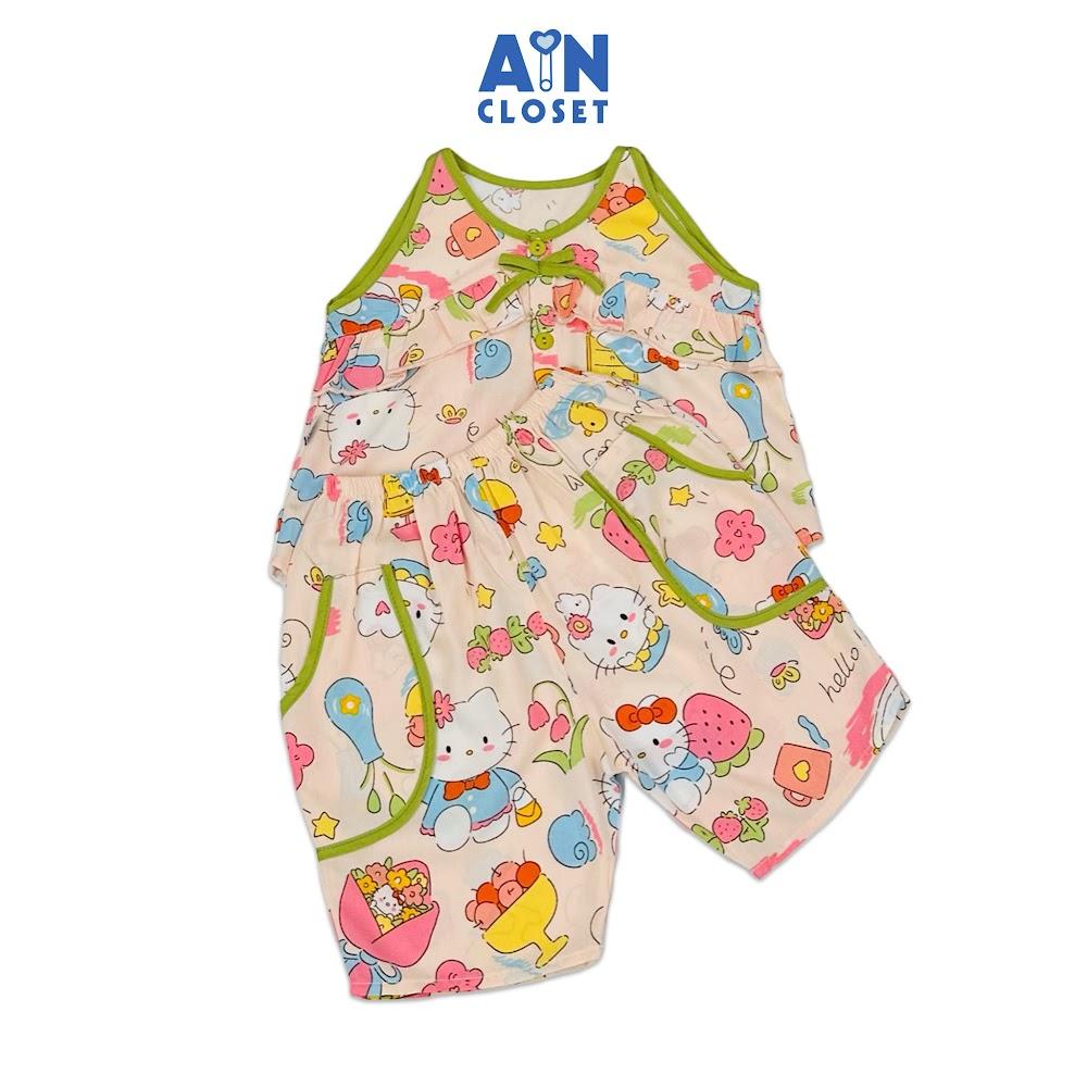 Bộ quần áo Lửng bé gái hoạ tiết Mèo Kitty Lanh lụa - AICDBGECFQVW - AIN Closet