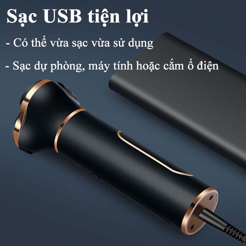 Máy Cạo Râu Đa Năng 3 In 1 Hàn Quốc Cao Cấp Tông Đơ Cắt Tóc Tỉa Lông Mũi Cạo Khô Cạo Ướt Dao Cạo Râu Điện Cạo Lông Chống Nước IPX7 Có Thể Thay Lưỡi Pin Trâu