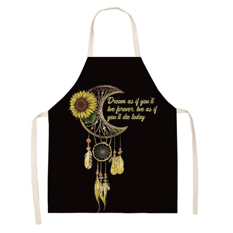 Ladies Men Sunflower Apron Boho Style Oil Proof Kitchen Apron for Cooking Baking Gardening
