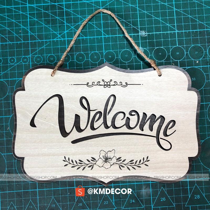 Bảng welcome gỗ decor treo cửa trang trí shop siêu đẹp