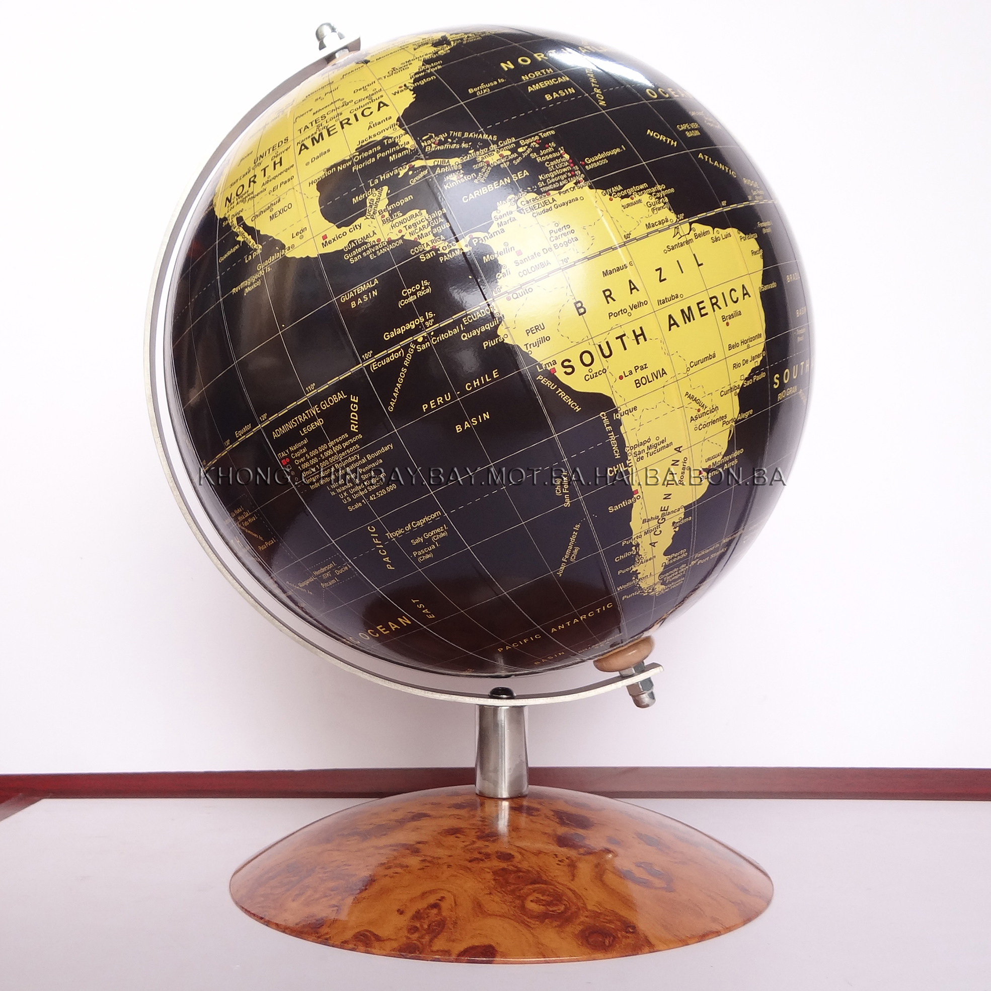 Địa cầu phong thuỷ 33 TA - Giá đỡ inox, đế inox vân nu