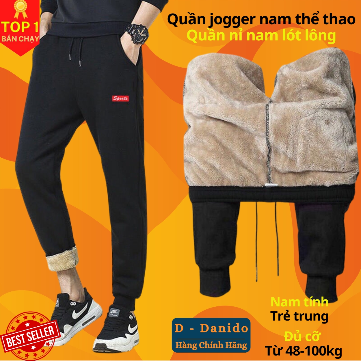 Quần Jogger Nam Thể Thao - Quần Nỉ Nam Lót Lông Cao Cấp Chính Hãng