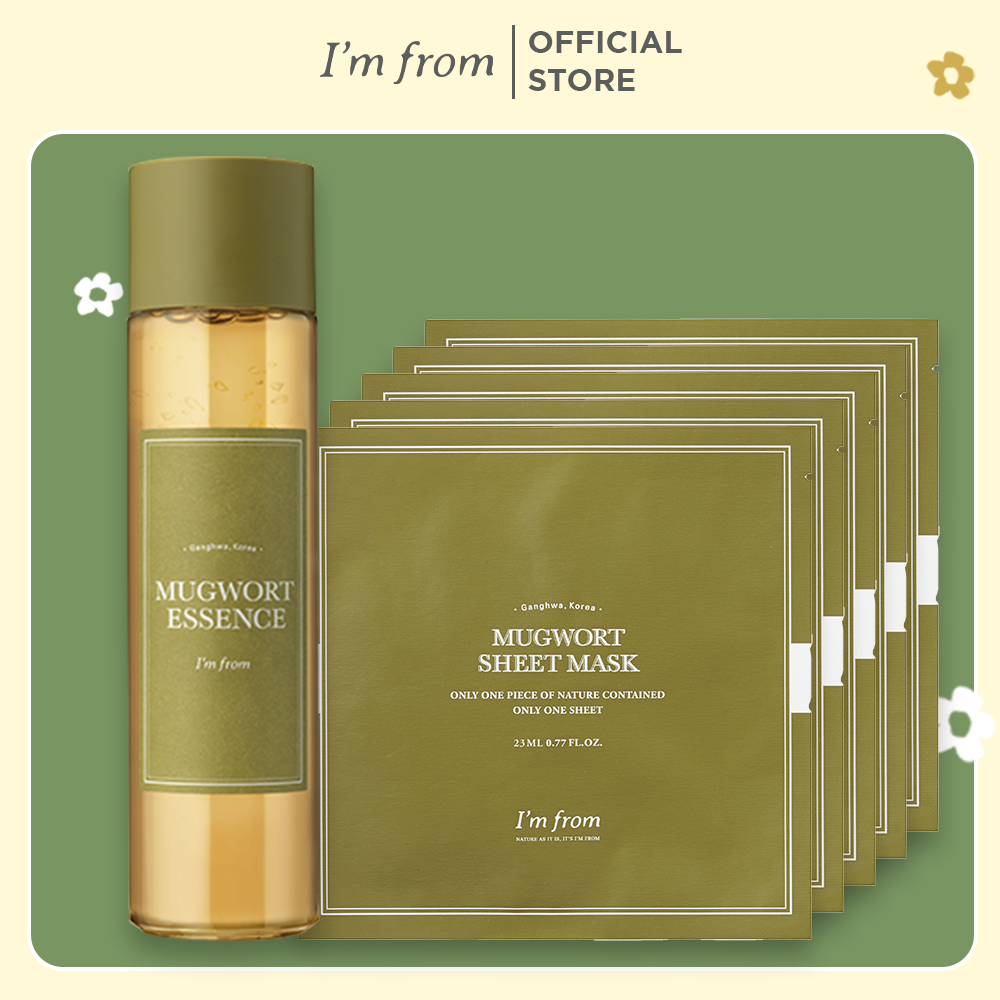 Combo I'm From Tinh chất Mugwort Essence 160ml + 5 I'm From Mặt nạ giấy Mugwort Sheet mask 23ml
