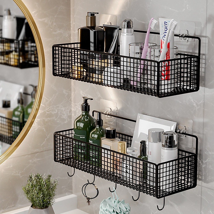 Kệ Đựng Đồ Nhà Tắm Dán Tường Hình Chữ Nhật , Kệ Thép Sơn Tĩnh Điện Cao Cấp Không Rỉ Siêu Chắc