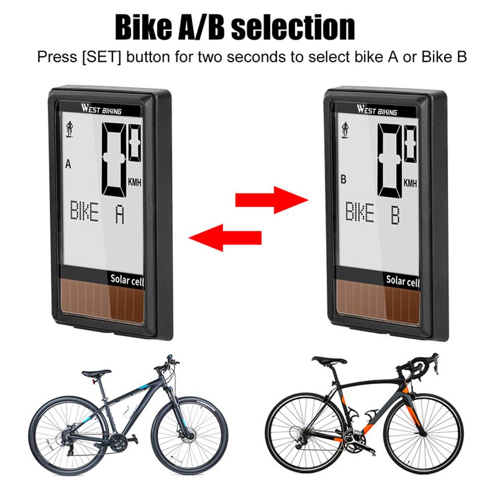 Pin Năng Lượng West Biking Mặt Trời 5 Ngôn Ngữ Đồng Hồ Đo Tốc Độ Chống Nước Dành Cho Xe Đạp