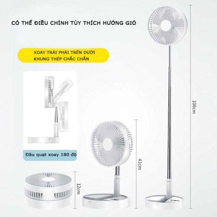 Quạt Để Bàn Mini, Quạt Tích Điện Gấp Gọn Tiện Dụng– Xoay 180 Độ Với 4 Chế Độ Gió Cực Mạnh