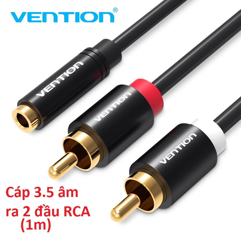 [ 3.5 female ra 2*RCA male ]  Cáp chuyển 3.5mm female ra 2 đầu RCA male Vention VAB-R01 - Hàng chính hãng