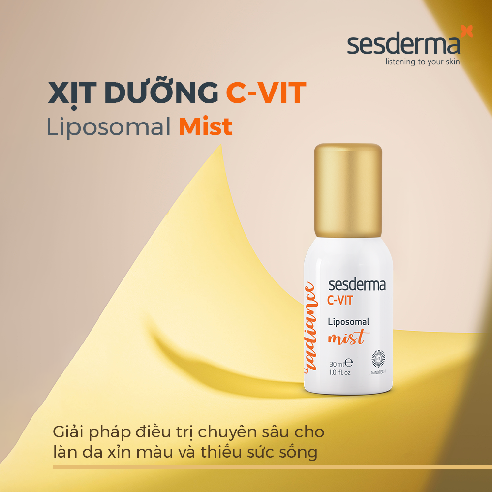 Xịt dưỡng cấp ẩm làm sáng da Sesderma C-Vit Liposomal Mist dành cho mọi loại da 30ml