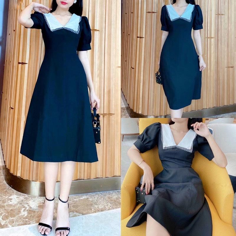 ĐẦM XOÈ PHỐI CỔ TRẮNG VIỀN REN 79399850