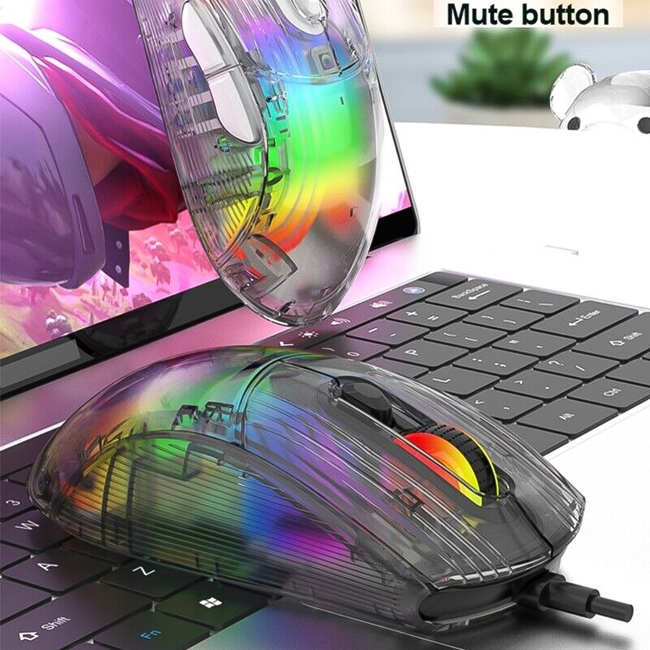 Vinetteam Chuột không dây XUNFOX XYH20/XYH10 kết nối 3 chế độ có dây type-c, bluetooth, usb 2.4G với thiết kế trong suốt kèm theo nhiều chế độ LED RGB - hàng chính hãng