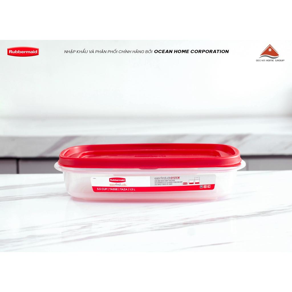 Hộp nhựa đựng thực phẩm nắp đỏ Rubbermaid USA size 1.3L