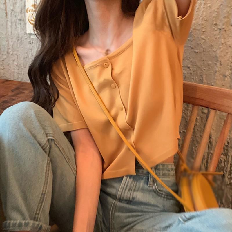 Áo Cardigan Ngắn Tay Cổ Vuông Dáng Rộng Thời Trang Cho Nữ