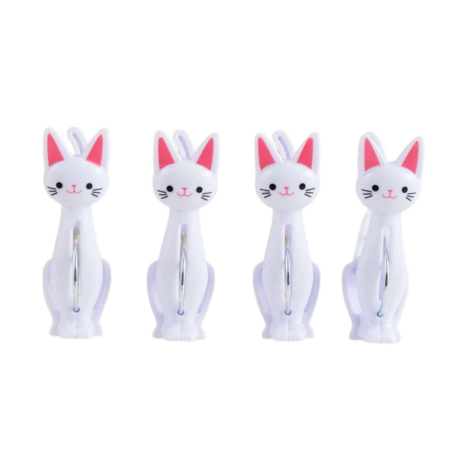 4x Cat Cartoon Clip Clothes Pin Durable Drying Rack Hanging Pegs Clamps for Laundry Camping