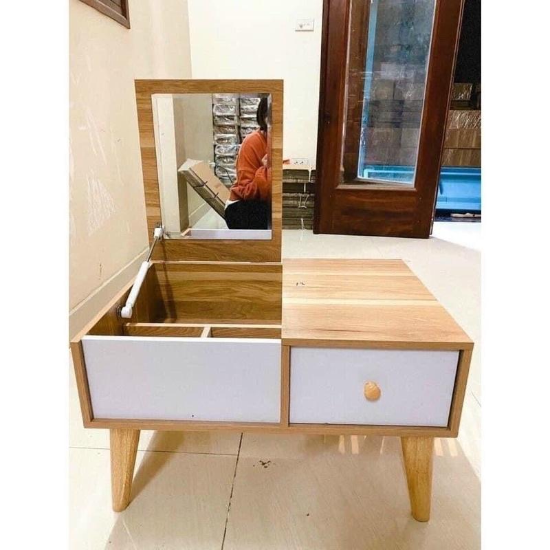 (Xả Kho) Bàn Trang Điểm Mini | Tủ Hộp Phấn, Gỗ MDF Cao Cấp- Chân Gỗ Sơn PU, kiểu dáng Hàn Quốc (Siêu Tiện Ích)