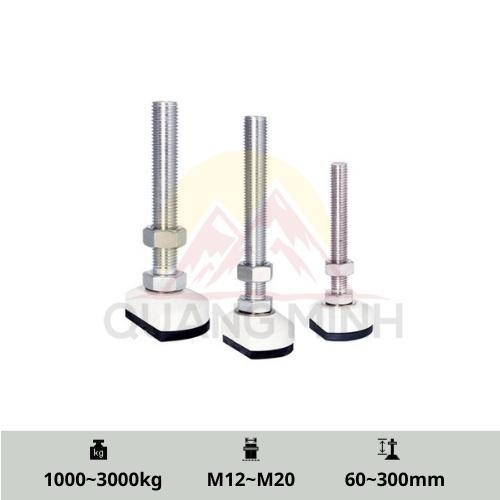 SDC/SDCS - Chân tăng chỉnh chiều cao, chịu lực, inox, thép mạ, đế cao su khuyết M12, M14, M16, M20 cao cấp Hàn Quốc