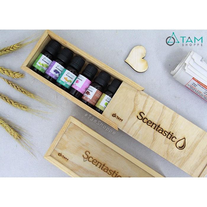 Set Hộp gỗ gồm 7 chai tinh dầu thiên nhiên Scentastic 10ml