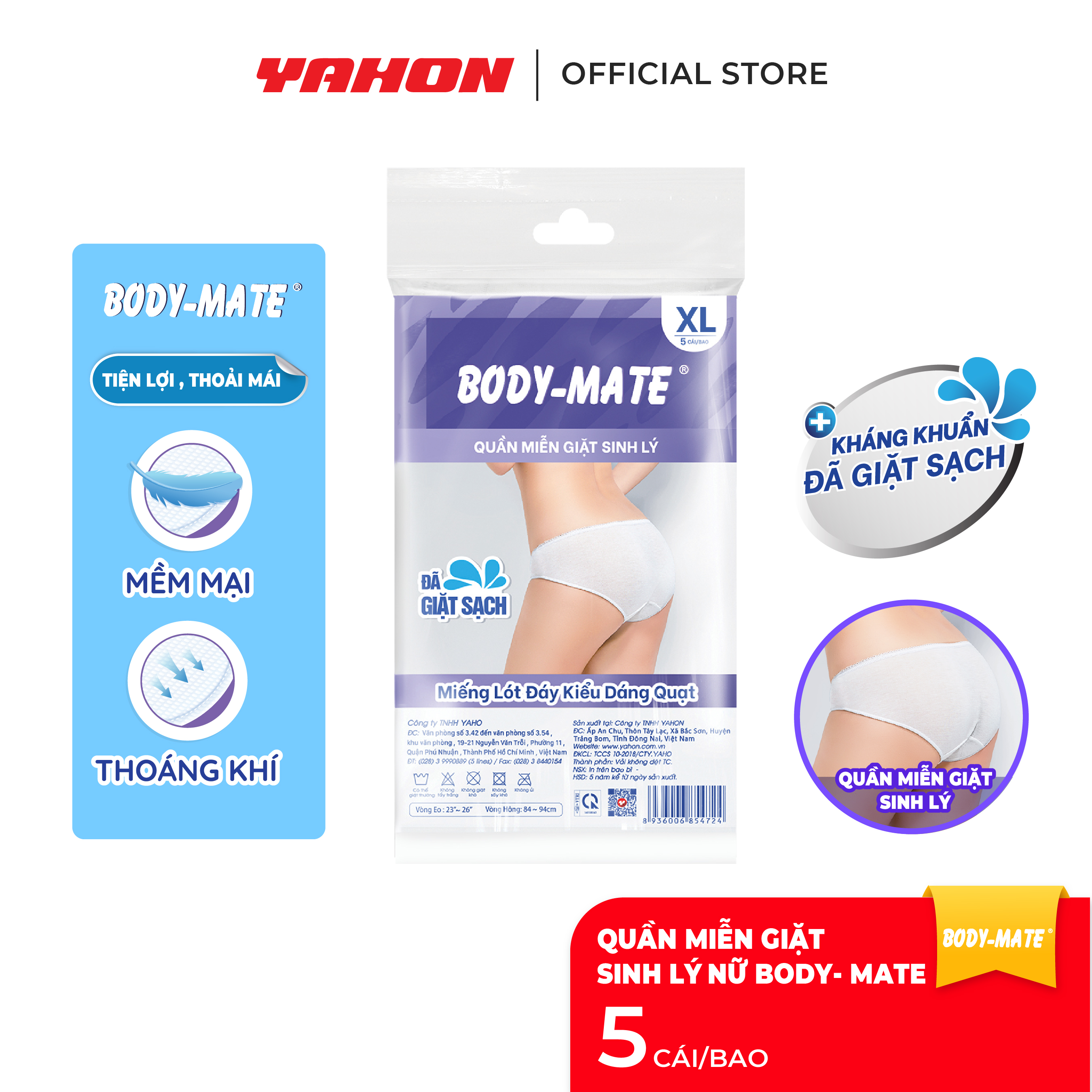 [Tặng 2 Khăn Ướt Cồn/Bao] Combo Quần Lót NGUYỆT SAN BODY-MATE | Đã Giặt Sạch, Tiện Lợi, Thoải Mái | Quần Lót SINH LÝ