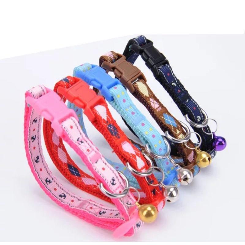 Vòng cổ có chuông chất cốt - tông 2 lớp xanh, hồng, vàng, đỏ, nâu, tím chó mèo 1cm