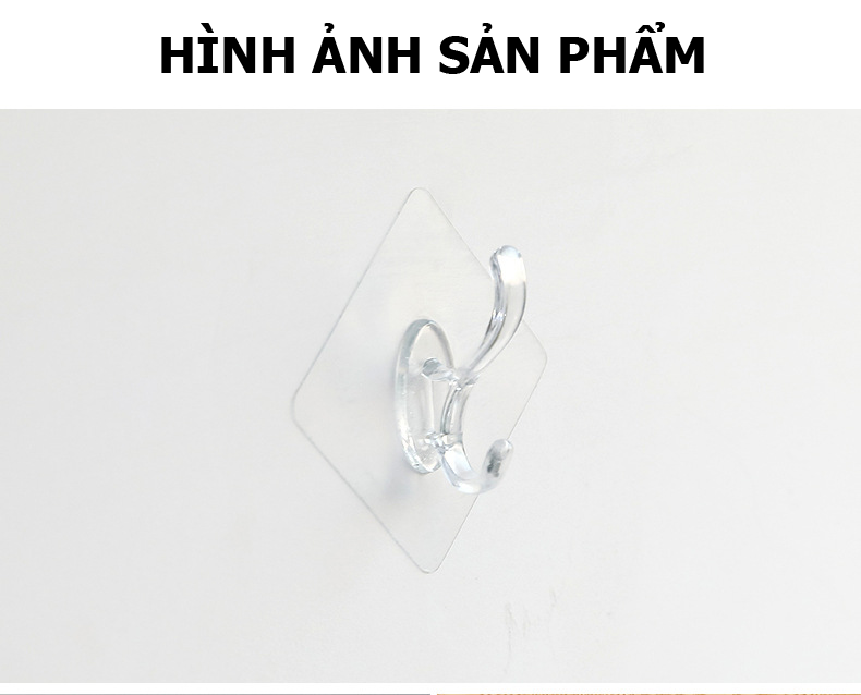 COMBO 10 Móc treo quần áo dán tường trong suốt chịu lực chống thấm nước MDT00004
