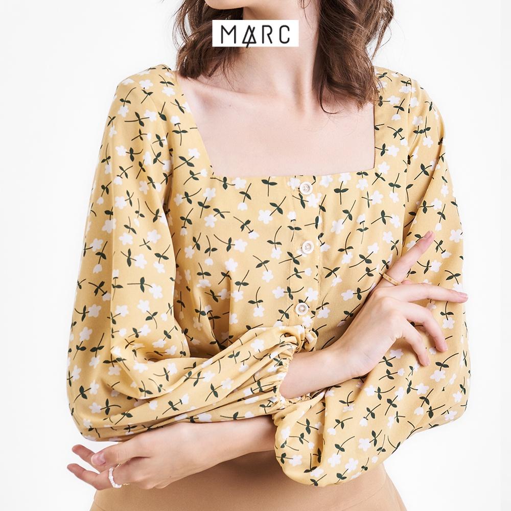 Áo kiểu nữ MARC FASHION croptop tay dài hoạ tiết cổ vuông CBSH100722