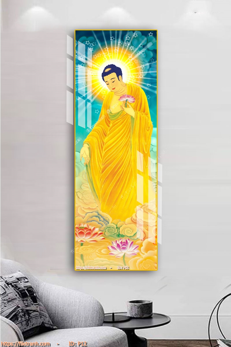 Tranh Treo Tường Gỗ Tráng Gương 3D Chủ Đề Phật Giáo, Phật Thích Ca, Bồ Tát, Tam Thế Phật