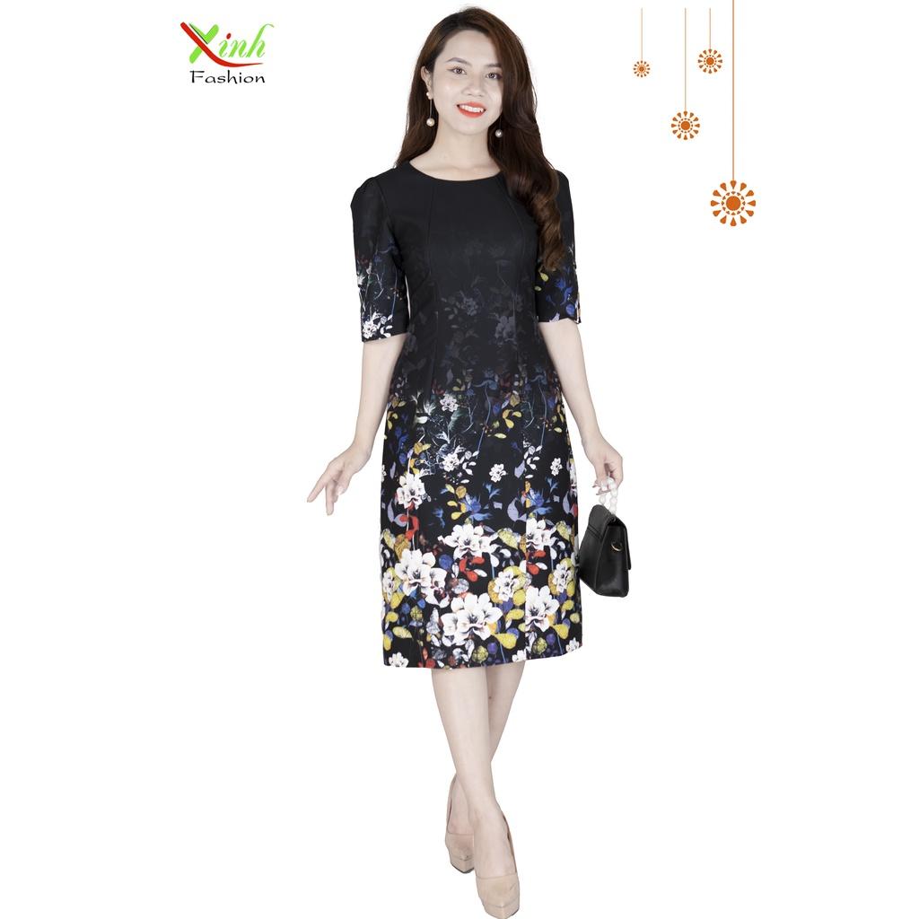 Đầm Suông Hoa In 3D Siêu Sang Gọn DL927