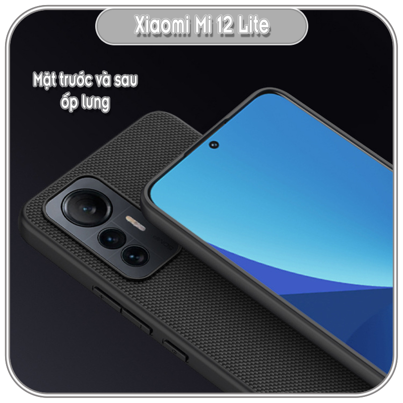 Ốp lưng cho Xiaomi 12 Lite 5G - NE mặt lưng Vải Nillkin viền nhựa TPU dẻo - hàng nhập khẩu