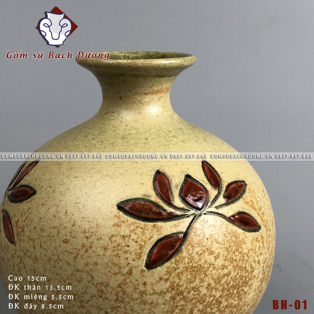 Bình hút lộc mini - Bình gốm nhỏ gọn dễ sử dụng trang trí bàn làm việc, phòng khách, phòng ăn