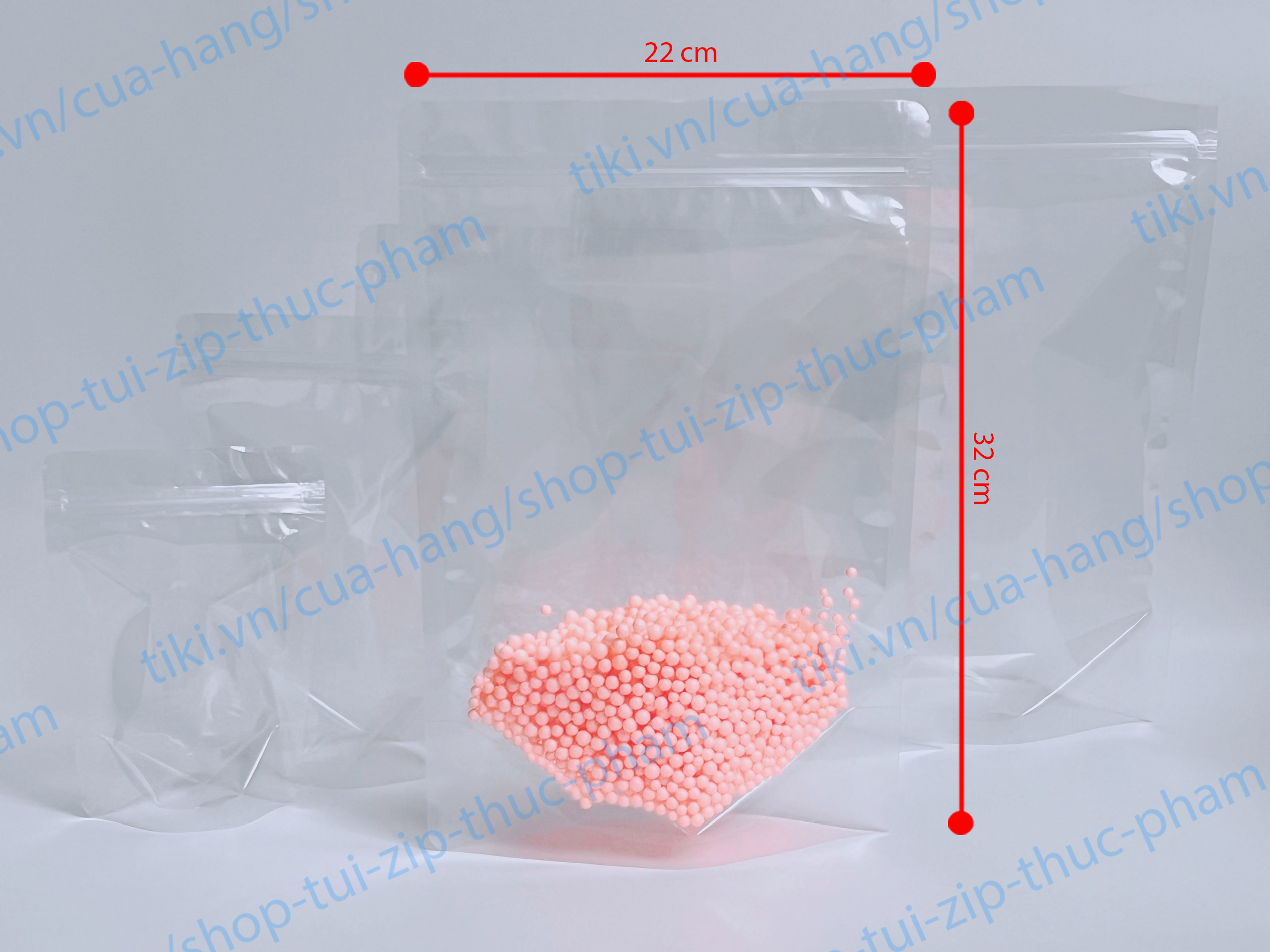 1kg Túi Zip trong suốt đáy đứng - túi đựng thực phẩm khô, nước