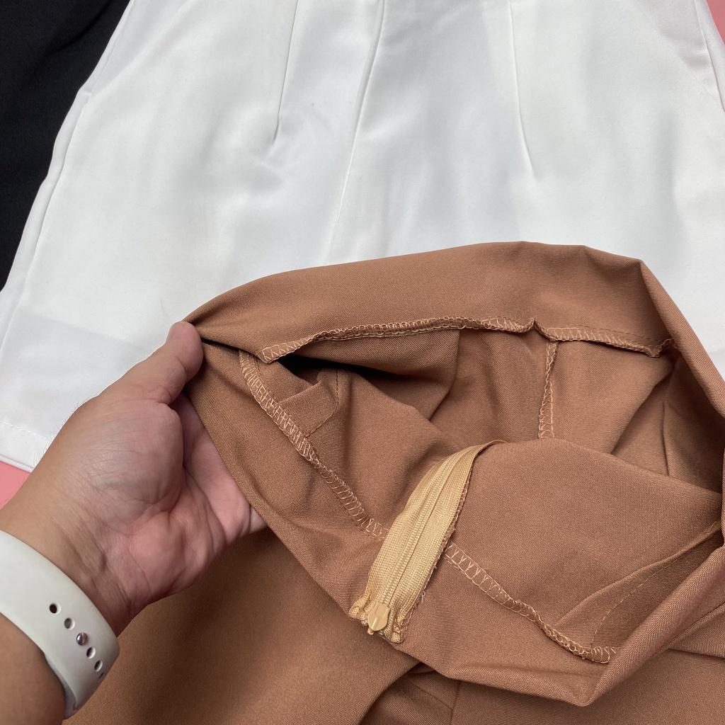 Quần Short Nữ Dáng Ngắn Khóa kéo sau Phong Cách Hàn Quốc