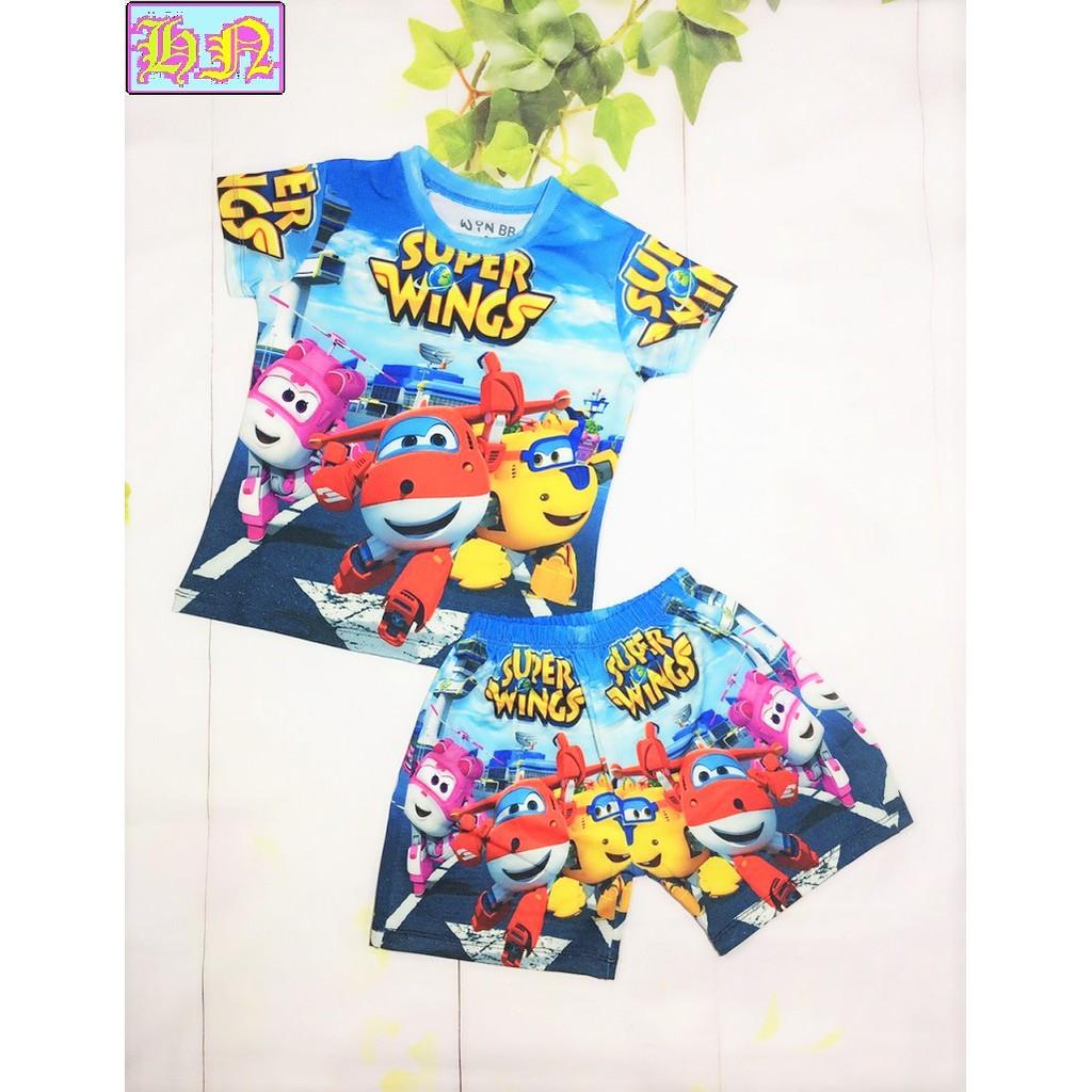 Bộ đồ bé trai hình đội bay siêu đẳng từ 10-43kg-chất liệu vải thun lạnh in 3d-giặt không vỡ hình - Hương Nhiên
