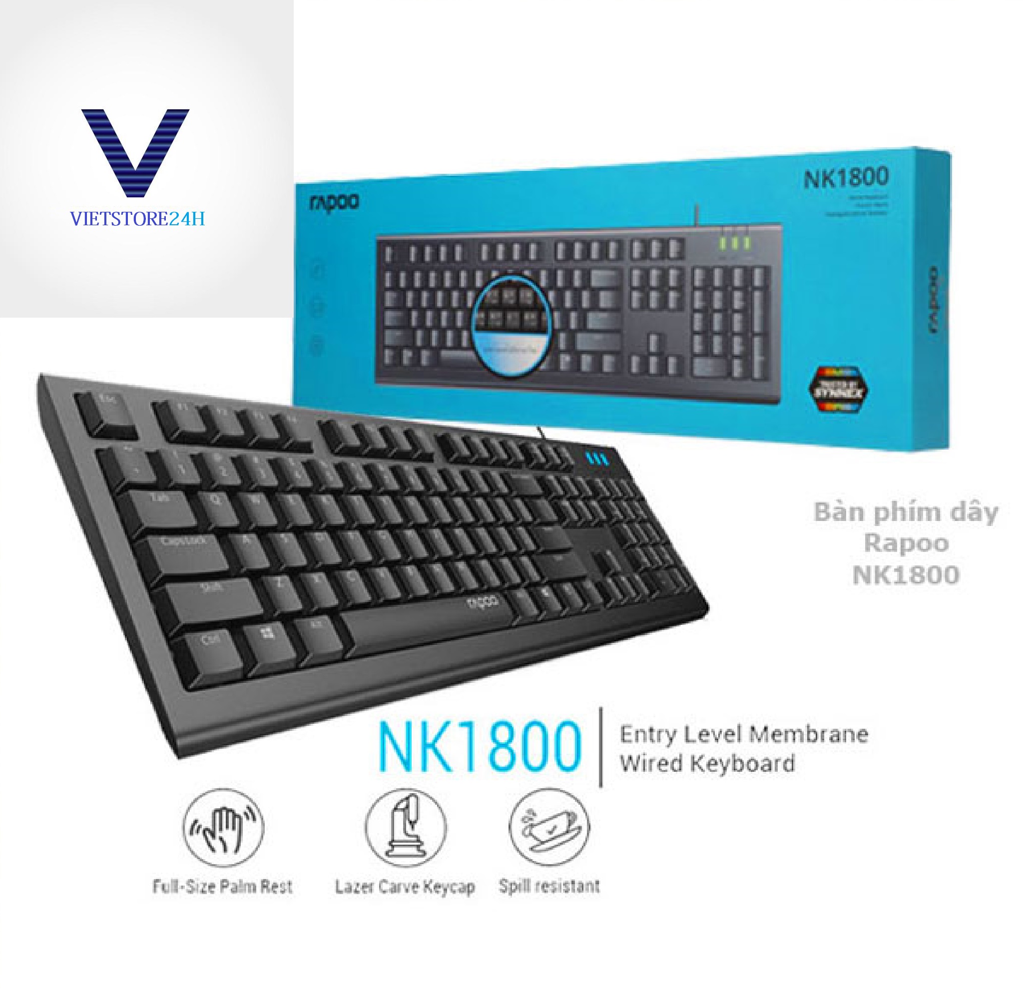 Bàn phím KEYBOARD game usb RAPOO NK1800 - Hàng chính hãng