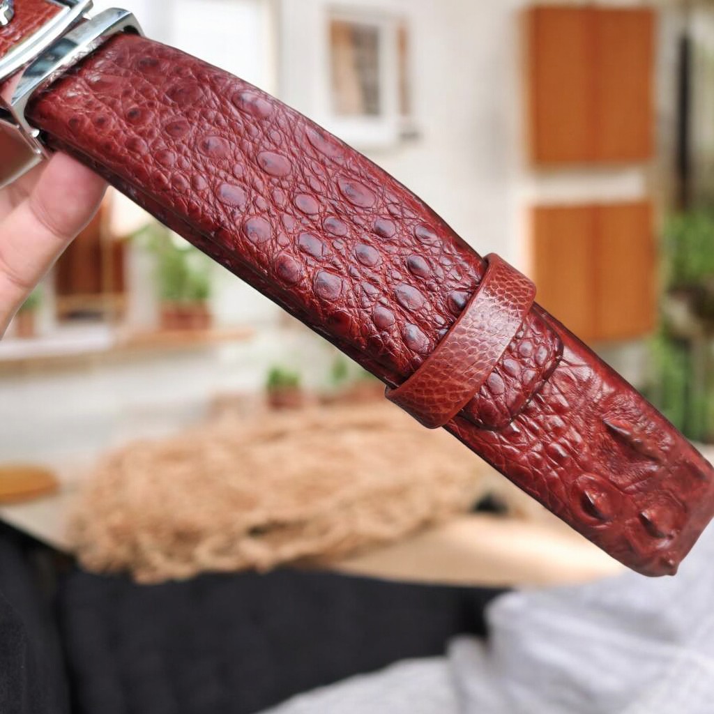 Thắt Lưng Da Cá Sấu. Gù Cá Sấu Đẹp Sang Chảnh TS119B (mặt trắng)