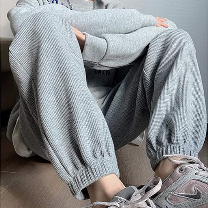 Quần jogger unisex thể thao, quần ống rộng kiểu dáng jogger mặc nhà nam nữ vải TỔ ONG 3 màu chất mềm mại