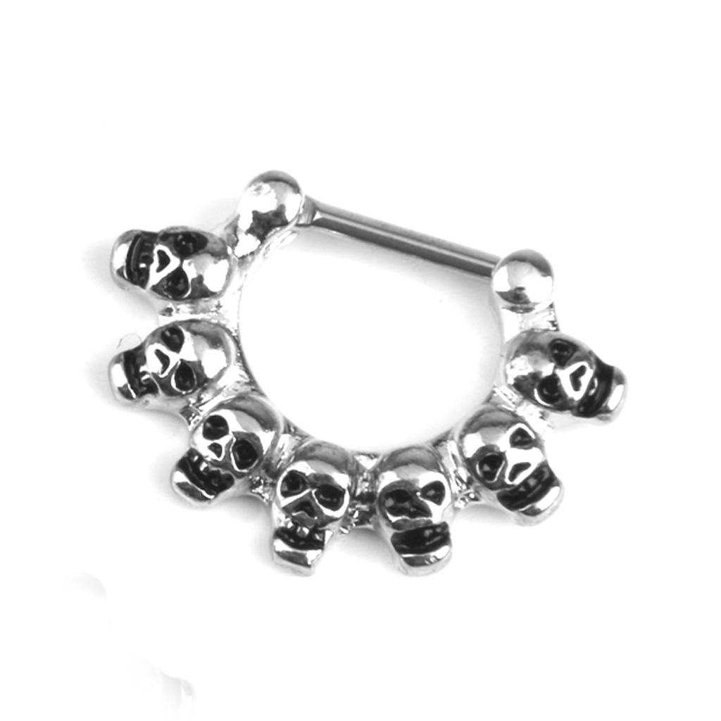 16 Gauge Silver Skull Nose Septum Clicker Nipple Rings Body Piercing Jewelry