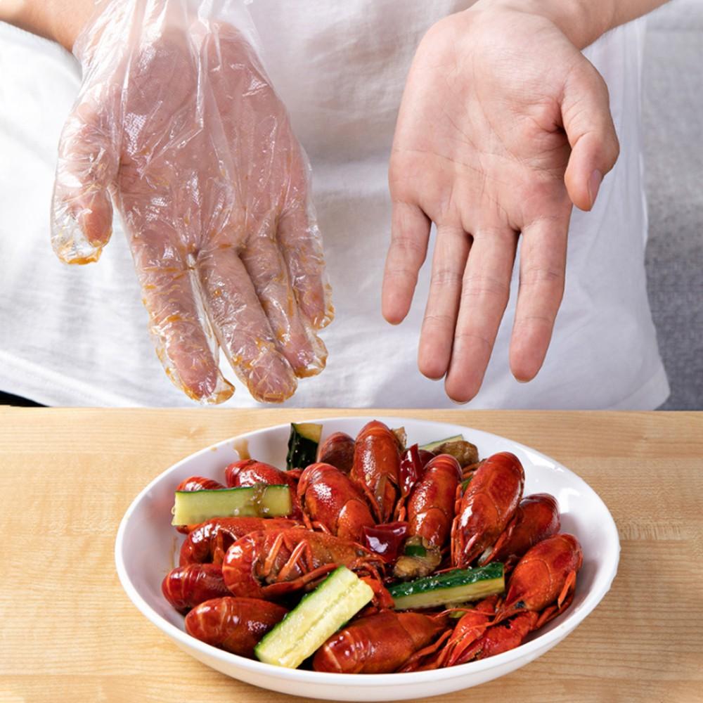 Găng tay nilon dùng 1 lần hộp 50 đôi tiện lợi, găng tay nilon nhà bếp an toàn hợp vệ sinh