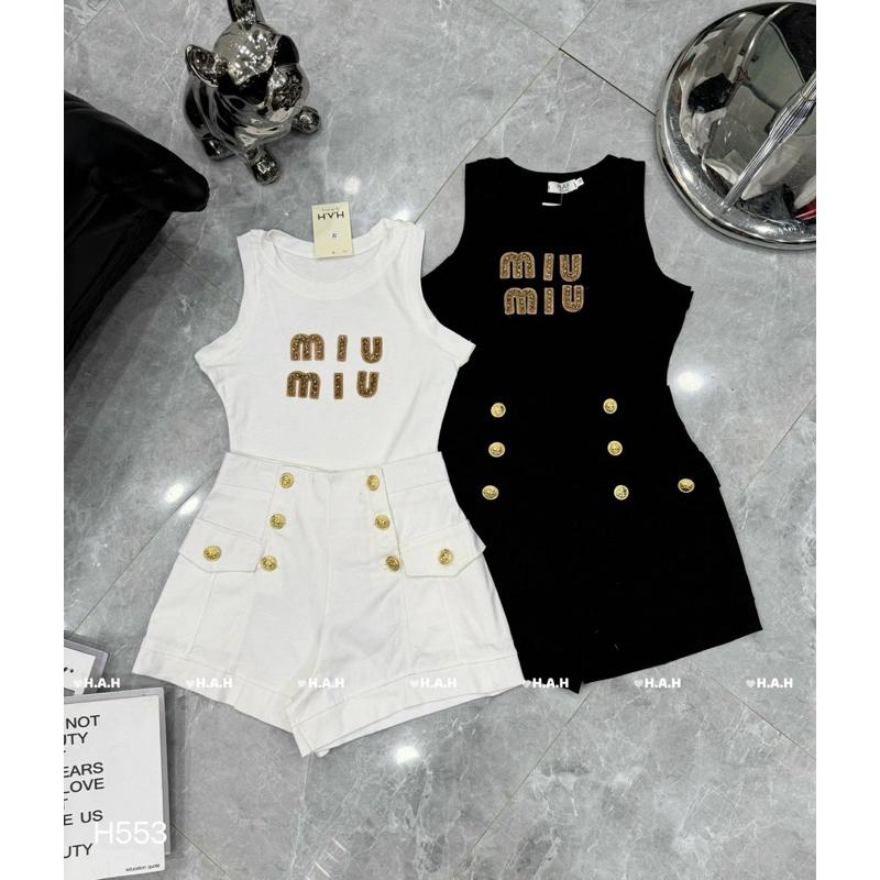 SET ÁO SÁT NÁCH&amp;QUẦN MMIU KHUY ĐỒNG CAO CẤP BY JOLIE - Trắng, Trắng