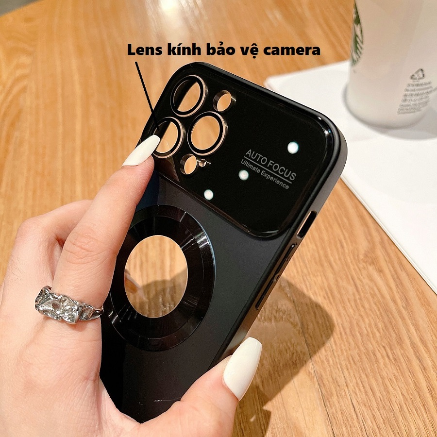 Ốp lưng cho iPhone 11/12/13/14 Pro Max lưng nhám hở Táo sạc tính,bảo vệ camera cực đẹp