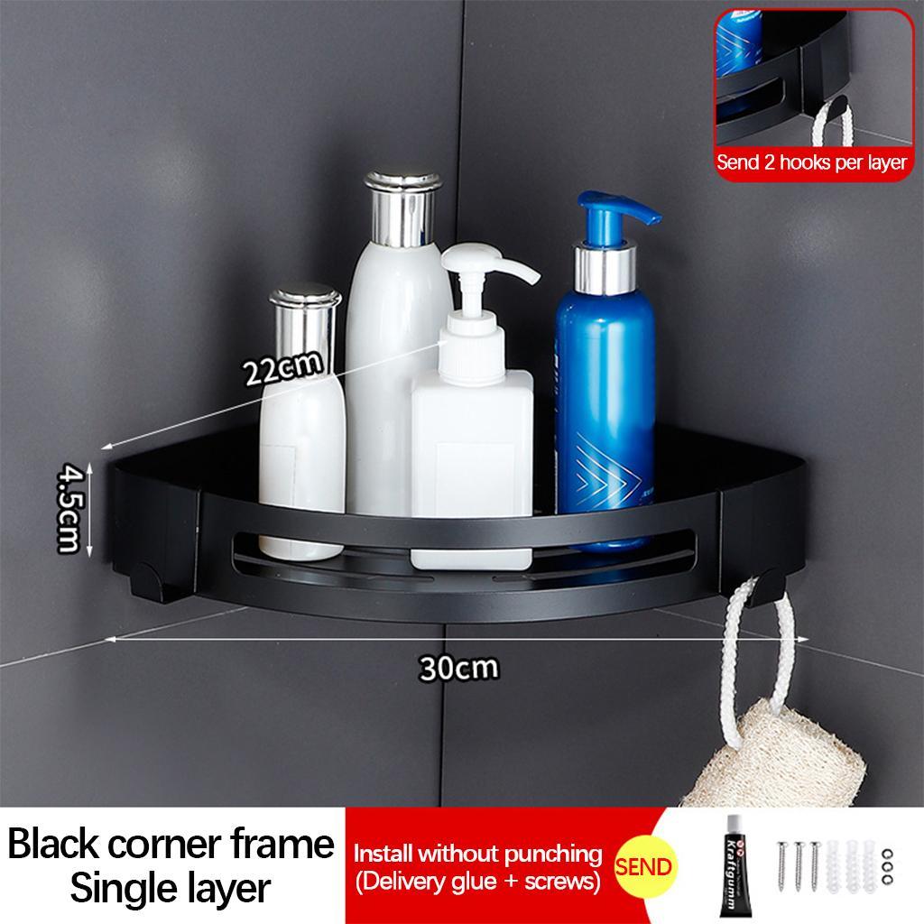 Shower Caddy Bathroom Shelf Storage Holder with Hooks Triangle Silver