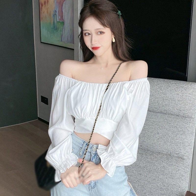 Áo croptop tay dài thắt nơ thanh lịch