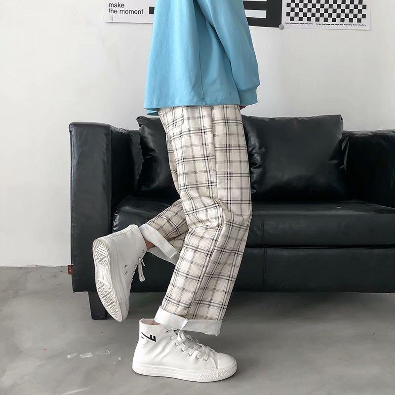 Quần Dài Ống Đứng Sọc Caro Thời Trang Hàn Quốc 2021. Size M-3Xl