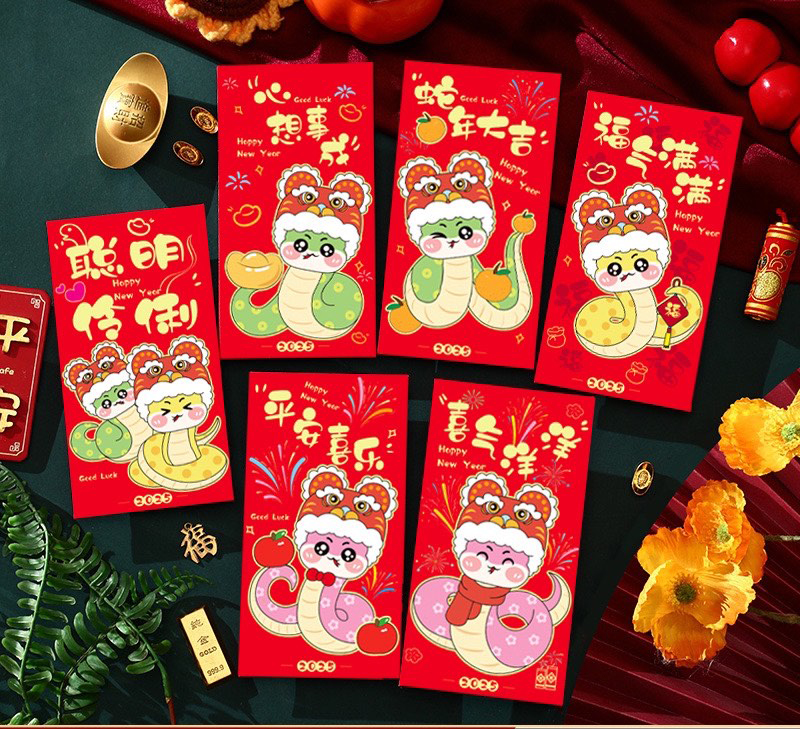 Túi Lixi Tết 2025 Bên Trong 6 Cái Mẫu Khác Nhau và Nhiều Mẫu Mã Đa Dạng