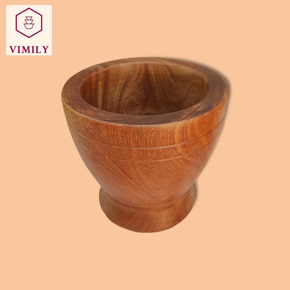 Cối gỗ nghiến Tây Bắc núi đá giã thức ăn gia vị VIMILY kích thước 13cm 15cm và 18cm