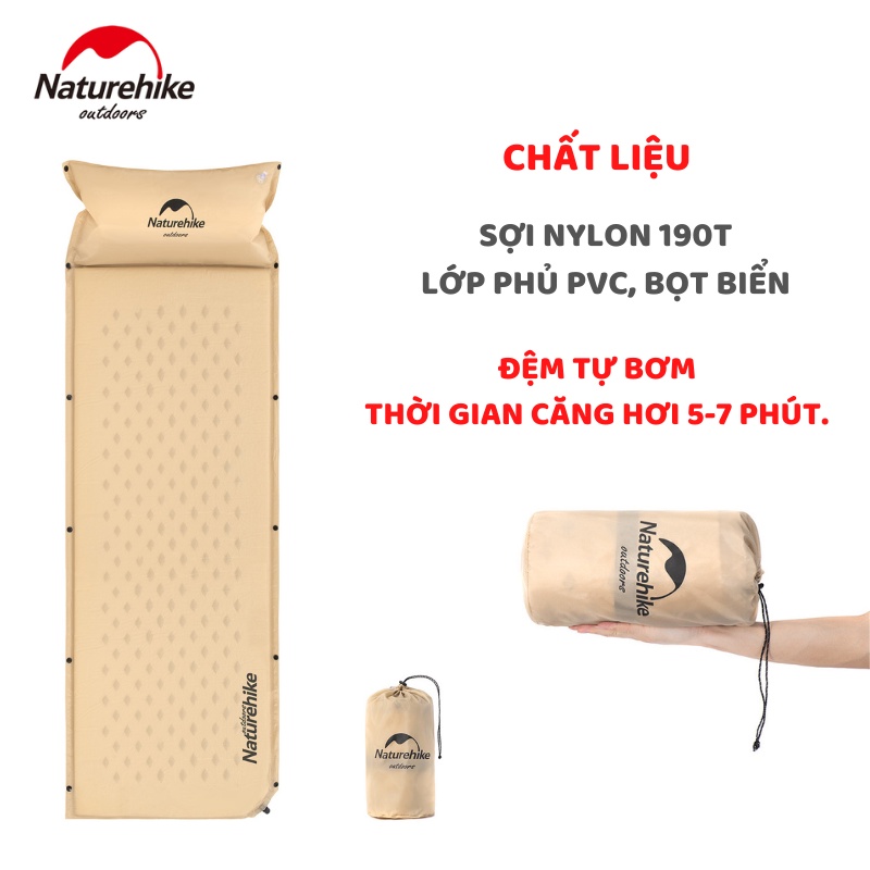 Đệm/Nệm tự bơm hơi kèm gối NatureHike NH15Q002-D