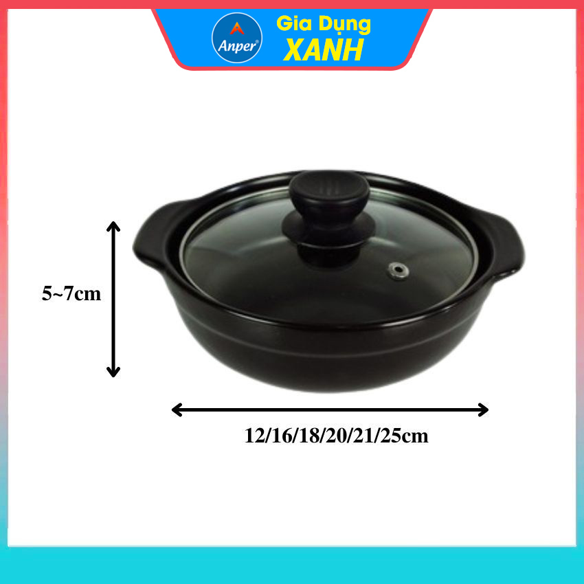 Nồi đất Loại 1 ANPER  5 6 7 8 9&quot;  inch chống dính chịu nhiệt nồi đất kho thịt nồi đất kho cá (Ko Dùng Bếp Từ) nồi đất kho tộ nồi đất nấu mì cay nồi đất hàn quốc hotpot nồi đất nung giá rẻ